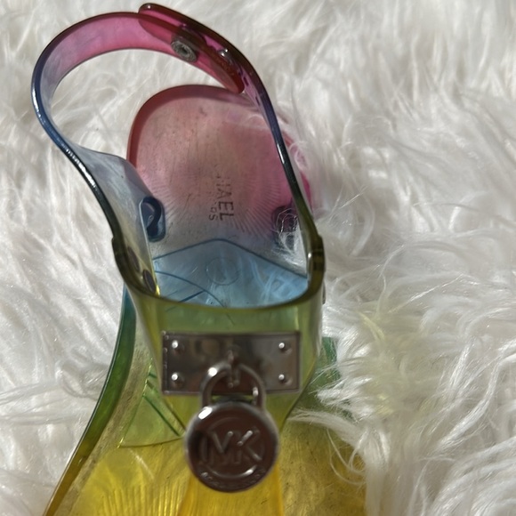 Michael Kors Thong Sandals Kids Harmony Locket Rainbow Size 4 - Picture 3 of 5